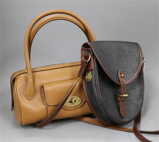 A Mulberry tan leather handbag and a brown leather shoulder bag